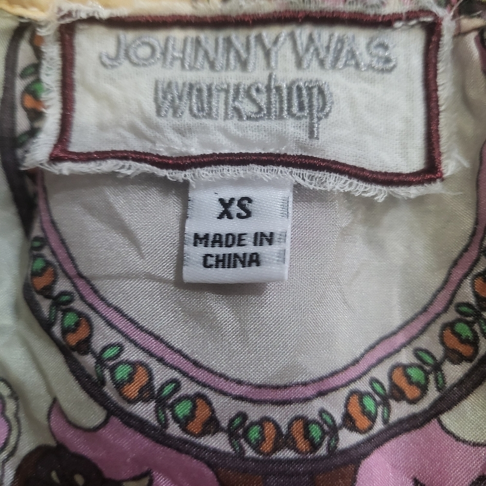 JOHNNY WAS SILK EMBROIDERED BOHEMIAN FLORAL Scarf Back Blouse - Picture 6 of 9